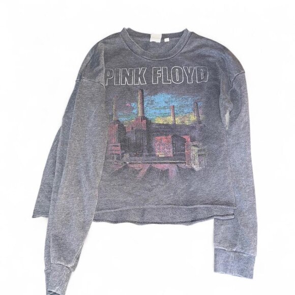 Junk Food Pink Floyd Graphic Crop Sweatshirt Gray Multicolor - Picture 1 of 3